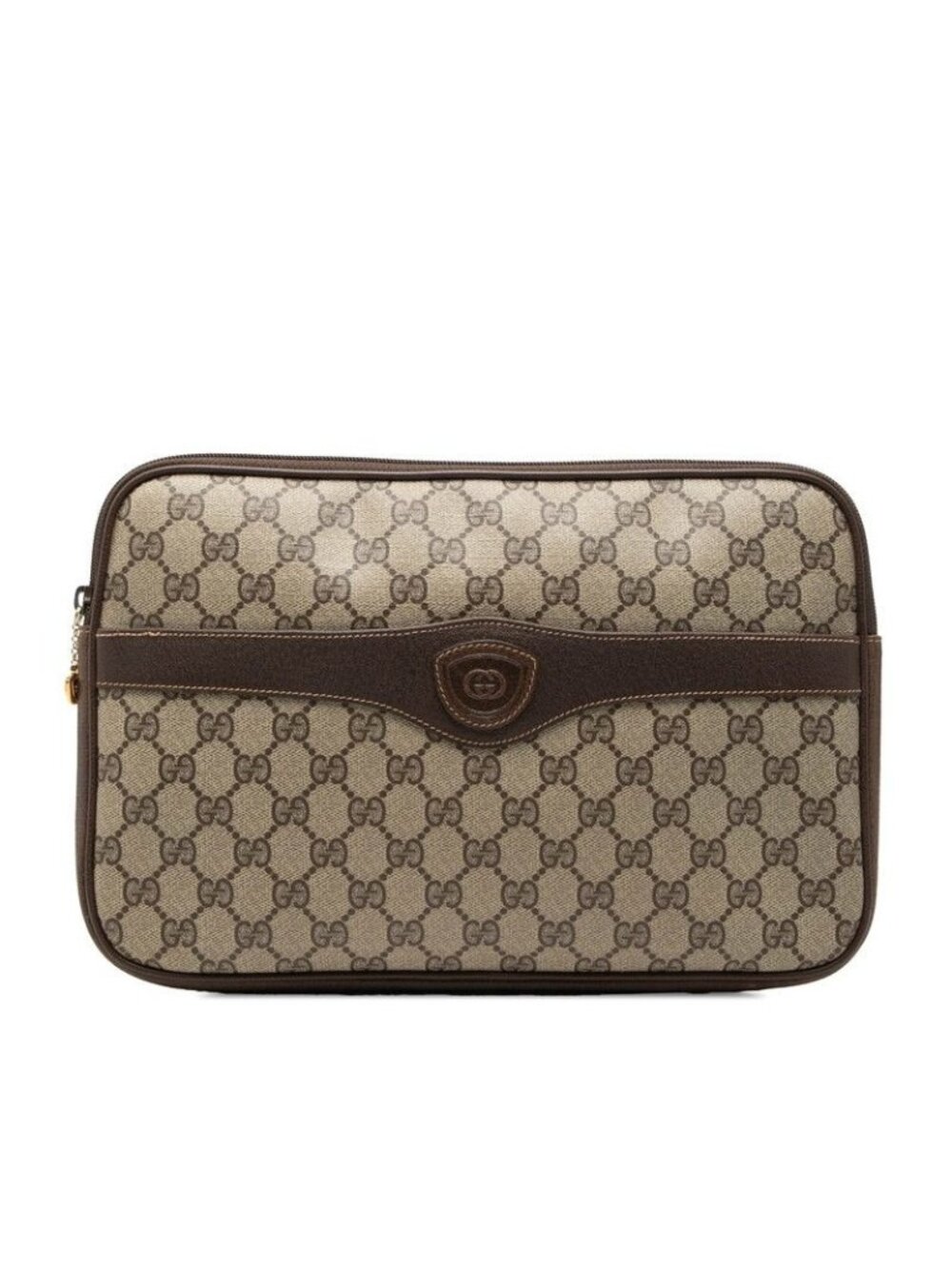 Gucci Vintage GG Supreme Clutch Pre Owned 004 115 Beige Brown Leather - Picture 1 of 6
